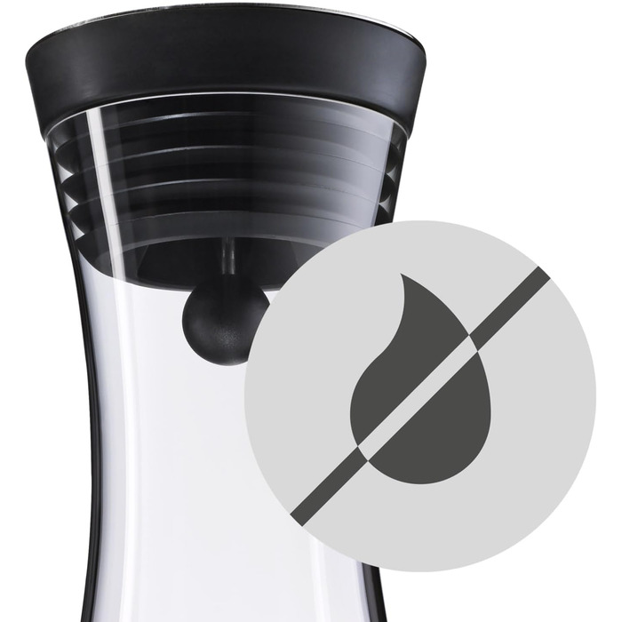 WMF Basic Water Carafe 1.5 Liter, Glass Carafe with Lid, Silicone Lid, CloseUp Closure