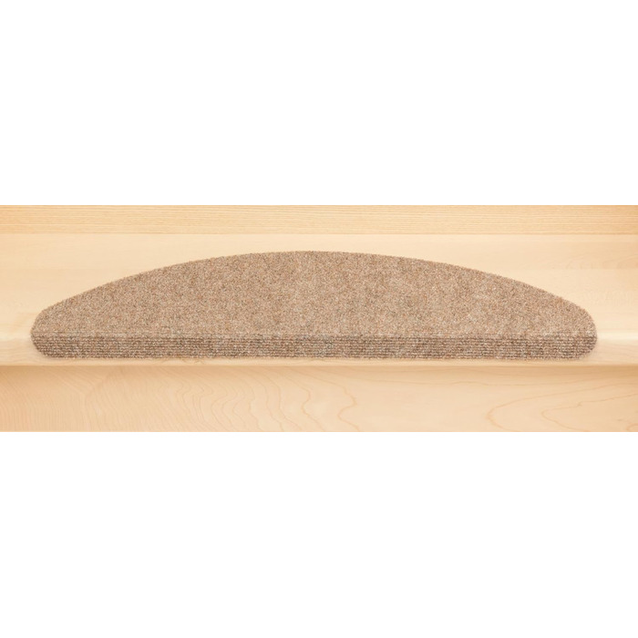 Kettelservice-Metzker Stair Treads / Step Mats, Ramon Half-Round - 15 pcs. Beige - without plastic corner pieces, 15 pcs. Half-Round Beige