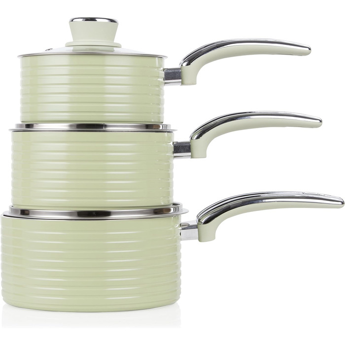 Набір сковорідок Swan SWPS5020GN, 5 шт., ретро-дизайн, алюміній, зелений, 29.5x47x18 см