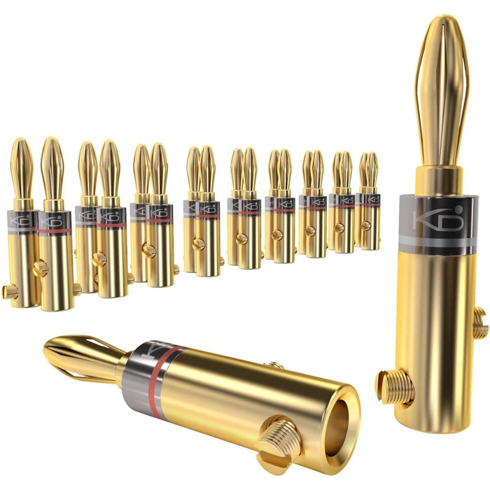 Кабель-банани KabelDirekt (10 пар) – для акустичних кабелів до 6 мм², позолочені, гвинтове з'єднання