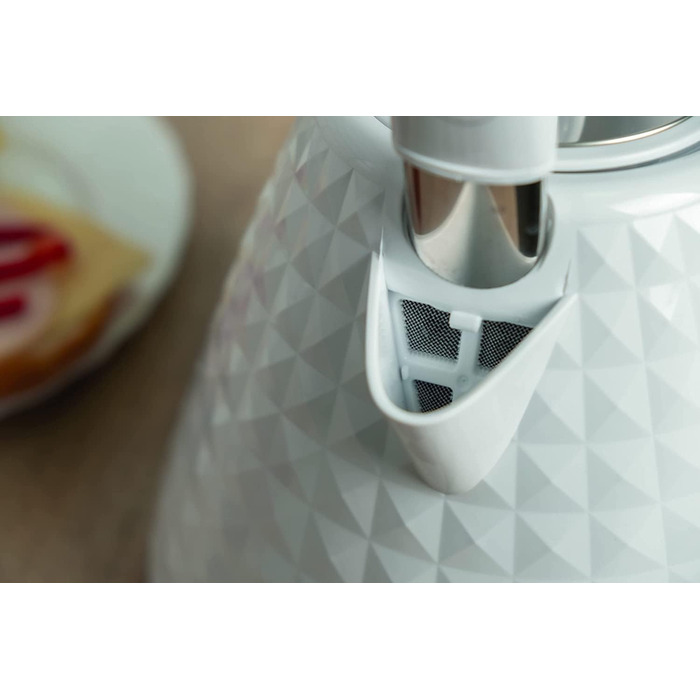 Eldom VENO Retro Electric Kettle - 1.5L Capacity, 3000W, Vintage Design with Grid Pattern, Quick Boil, Removable Scale Filter - White Deluxe