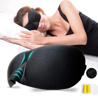 Маска для сну EMPO з м'якої пам'яті (Memory Foam), 3D, з регульованими ремінцями та берушами
