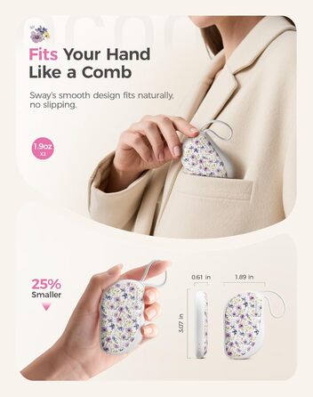 Електричні грілки для рук OCOOPA 2 шт., багаторазові, 4000mAh, подарунок на Новий Рік для жінок, ультратонкі (1,5 см), підходять для рукавичок та сумок, зимова необхідність, UT5 Sway Wiesengeflüster (Ocoopa x Künstleredition) (Lila Blüten (Ocoopa x K