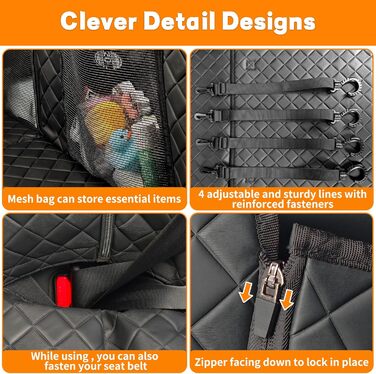 Накладка на сидіння автомобіля для собак EULANT, водовідштовхувальна, з жорстким дном, антиковзаюча, чорна