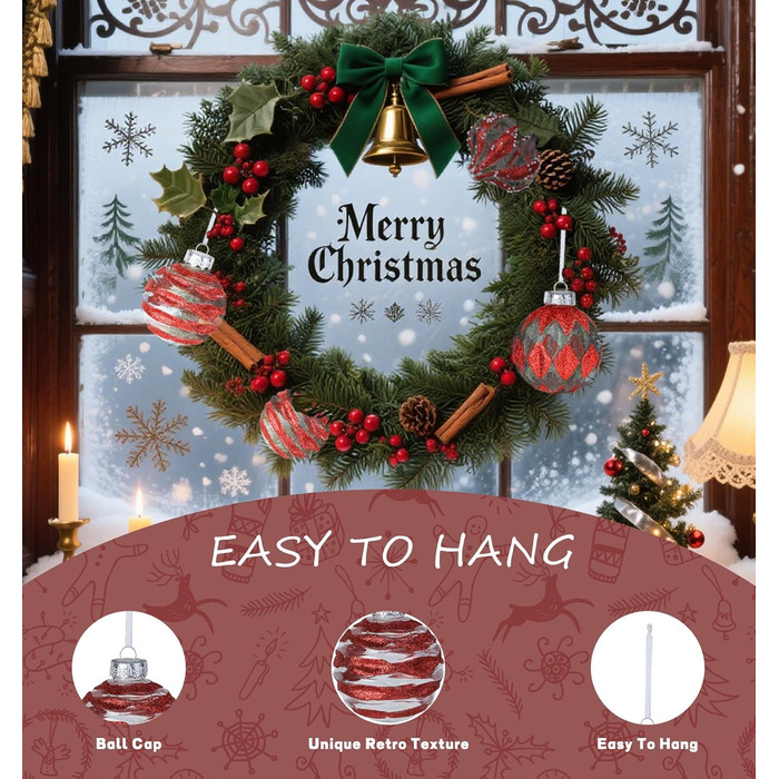 Набір ялинкових прикрас 30 шт. 6см, пластикові кулі, темно-синій та білий, ялинкові кулі для декору, набір прикрас для ялинки, 30 шт. (12 шт. 8см, прозорі та червоні)