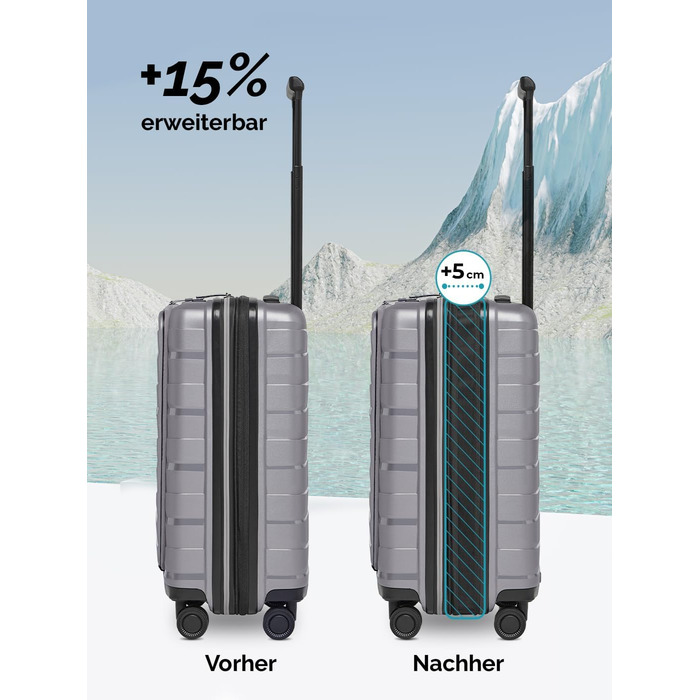 Чемодан середнього розміру з жорстким корпусом | Розкладний валіза-тележка 45 x 27 x 66 см з високоякісного поліпропілену | Унісекс, вага 3,7 кг | Подвійні колеса & TSA-замок (для подорожей) | Відсік для ноутбука (55 см)
