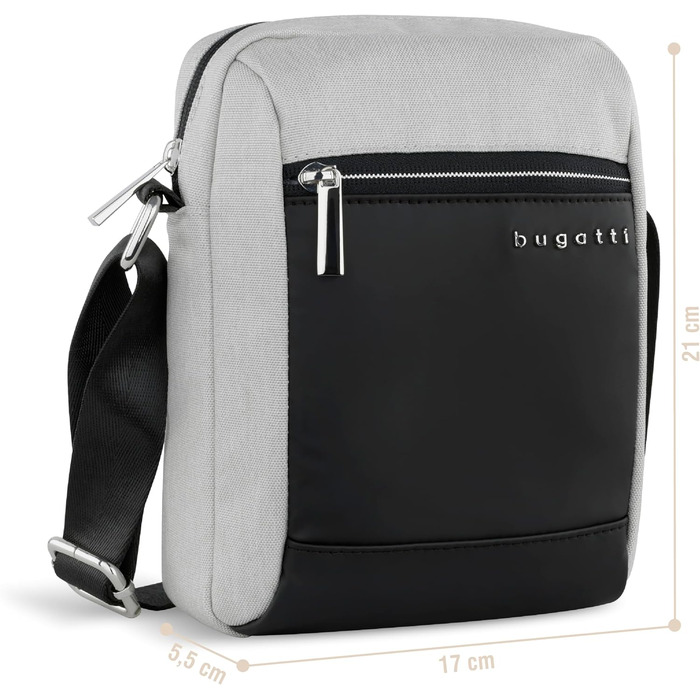 Чоловіча сумка Bugatti Era на плече з відділенням для планшета - Meenger Bag Kuriertache (Світло-сірий, XS)