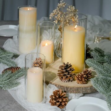 Candle Holders Glass Candle Holders Candle Stands Glass Cylinders: Romadedi 12-Piece Set of Candle Holders for Pillar Candles, Floating Candles, Candle Glass Vase for Wedding Party Dining Table Table Decoration Living Room Decor