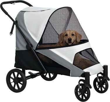 PawHut Візок для собак та котів, складний, до 30 кг, сірий (124 x 67 x 100 см)