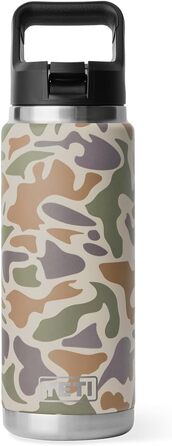 Термос-пляшка YETI Rambler 750 мл з вакуумною ізоляцією, нержавіюча сталь, з кришкою та трубочкою, колір Black Stone (світло-коричневий камуфляж)