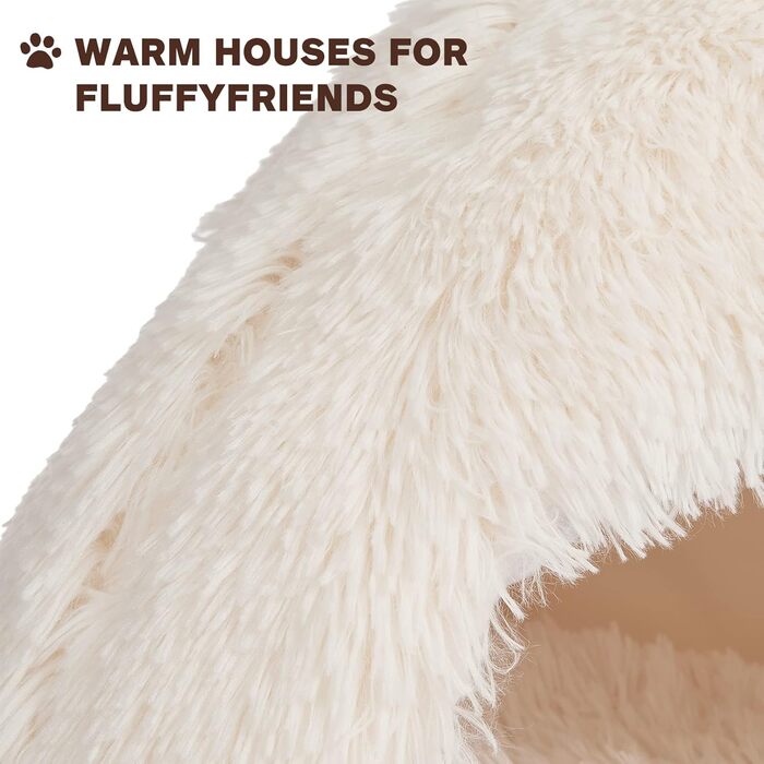 Cat Bed Washable Cat Sleeping Place for Cats Cat Cave Plush Pet Cat Head Pillow Cat House Cat Cushion Fluffy Kitten Puppy Snuggle Bed Pet Bed White
