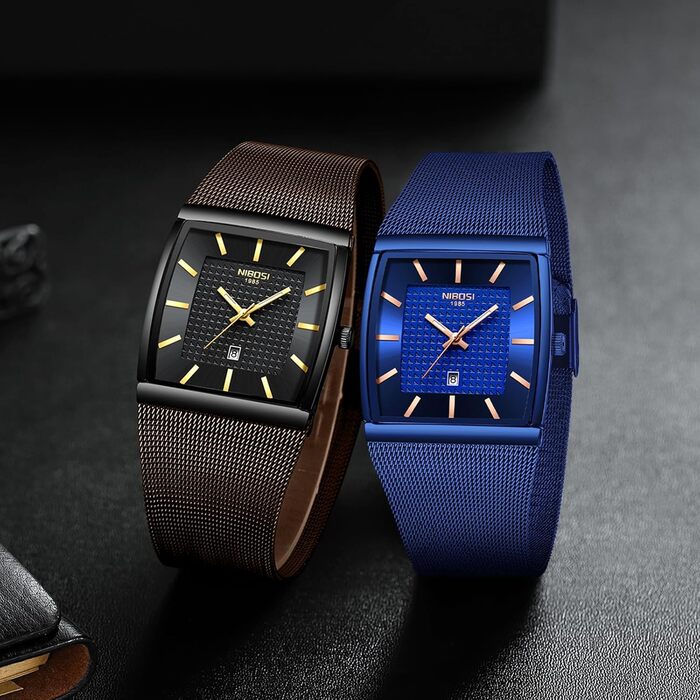 Годинник чоловічий NIBOSI - годинник для чоловіків, кварцовий, аналоговий, водонепроникний, з датою, коричневий, з міцним браслетом з нержавіючої сталі