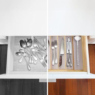 Relaxdays Bamboo Cutlery Box, 40cm, Extendable