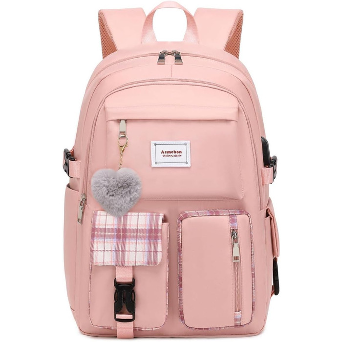 Жіночий рюкзак Acmebon для ноутбука, рожевий, місткий, модний, повсякденний