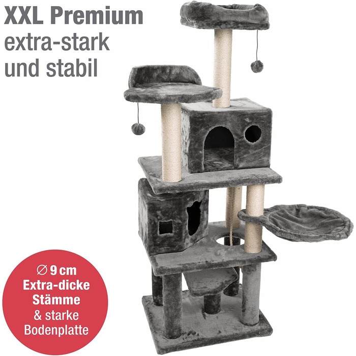 Дім для кота JAMAXX Premium XXL з когтеточкою, 165 см, сірий