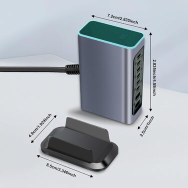 Зарядний пристрій USB 240W, 6 портів: 4xUSB + 2xUSB-A для MacBook, iPad, iPhone, Samsung (швидка зарядка)