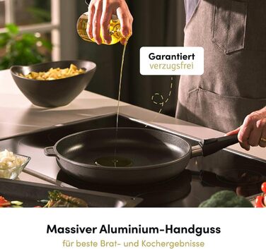 Сковорідка Hoffmann Aluguss 28 см з кришкою, індукційна, з антипригарним покриттям, високий борт, знімний ручка. Німеччина