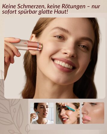 Електричний жіночий епілятор для обличчя: безболісний жіночий тример для швидкої та ніжної скоблення верхньої губи, підборіддя та щік (Золотий)