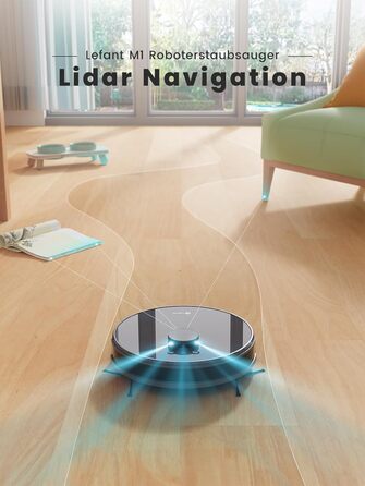 Робот-пилосос Lefant M1 з лазерною навігацією, функцією миття, 5500Pa, 8 зон заборони, керування через додаток/Alexa, для твердих підлог та шерсті тварин