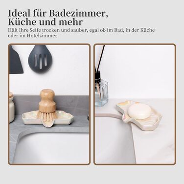 Керамічна мильниця з піддоном Antis's Home, Зелений мильниця-тримач для ванної, душу та умивальника, Сучасний дизайн