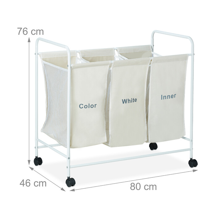 Relaxdays 3-Piece Laundry Sorter with Wheels