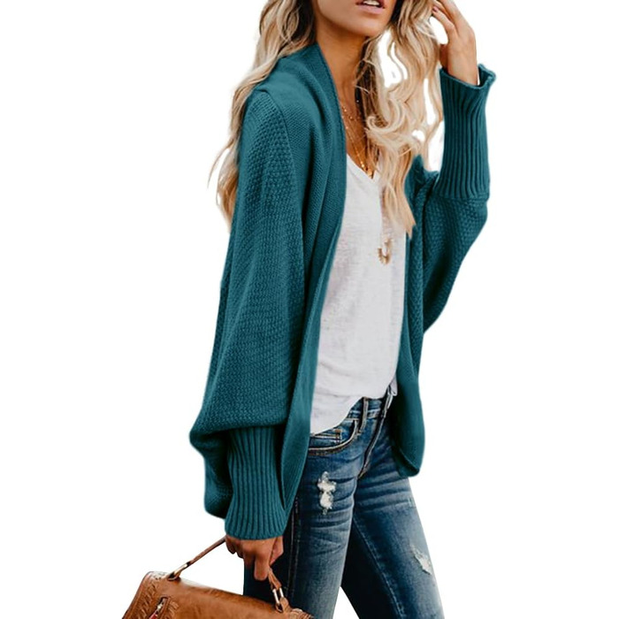 Кардиган жіночий Mafulu оверсайз з відкритим передом, стиль кімоно, колір павич & блакитний (XL)