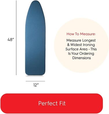 Padded Premium Ironing Board Cover with Titan Silicone Coated Technology, with Thick Multi Padding in Various Sizes 15 x 48 inches Blue