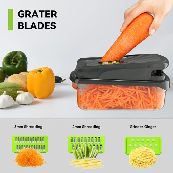 Ручний набір для нарізки овочів Romon 15 в 1: кубики, стрічки, соломка, слайси