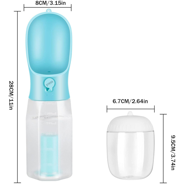 Турбунок для собак Zivacate 600 мл з контейнером для корму та пакетами для відходів - блакитний