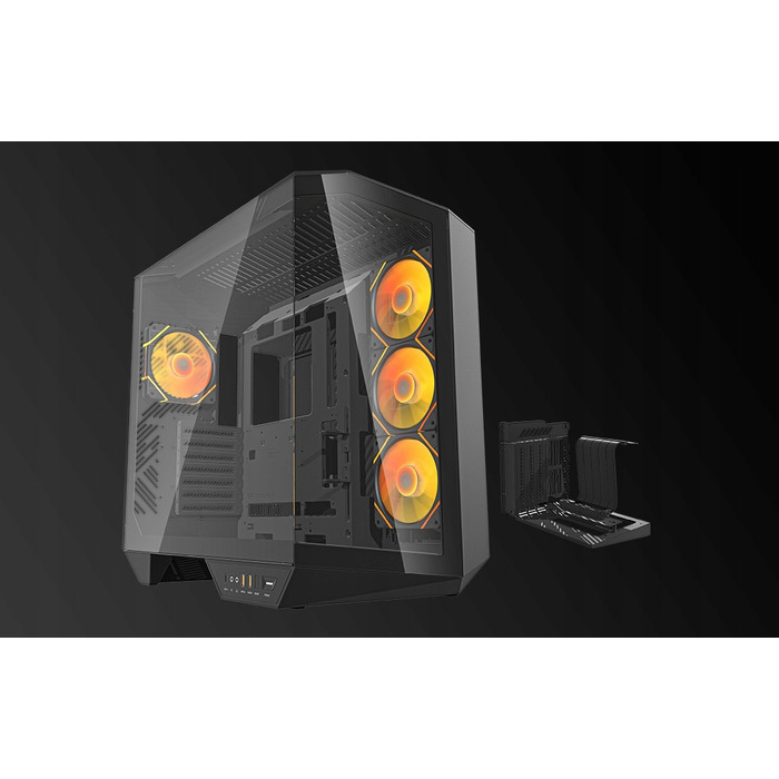 Корпус для ПК DarkFlash DY470 ATX Cube Case, 4 вентилятори ARGB, з ручкою