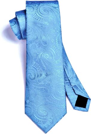 HISDERN Комплект краватки та нагрудного хустинки для весілля, патерн пейслі, жаккард, однотонні кольори, E-babyblue-2