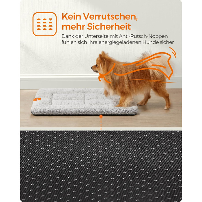 Підстилка для собак та котів Feandrea, 60 x 45 см, сіра, S, машинного прання та сушки, неслизька