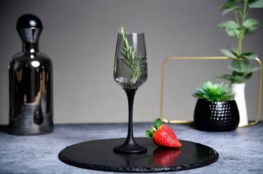 6 келихів для шампанського та ігристі вина Sendez 210 мл з чорним ніжкою