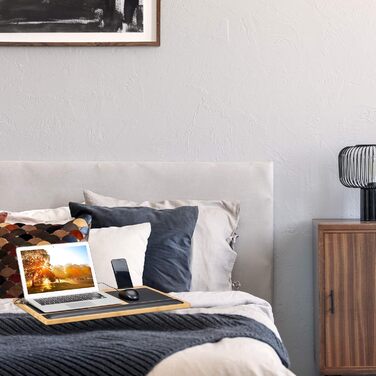 Столик для ноутбука Relaxdays на колінах, бамбук, 60 x 40 см - з підставкою для миші та смартфона