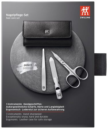 Набір для манікюру ZWILLING 3-teilig з шкіряним еталуєм, чорний: ножиці, інструменти для догляду за руками та ногами