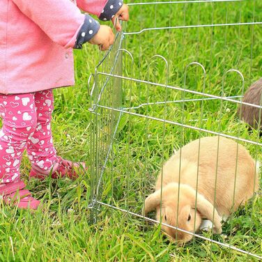 Клітка для кроликів Lionto, 59x58 см, розширювана, з металу, для вуличного використання, з підставками, дверцятами та сіткою, стійка до погодних умов, 8 елементів