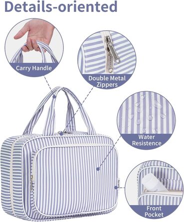 Набір для гігієни Narwey для дівчаток: велика косметичка/валіза для душу з сіткою, зелено-блакитна, L