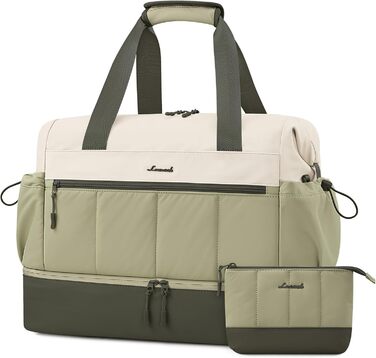 Сумка-валіза LOVEVOOK для жінок, легка, клінічна/лікарняна сумка, дорожня сумка-мішок, валіза ручної поклажі, спортивна сумка з відділенням для взуття (бежевий+світло-зелений+оливковий, M-30L)
