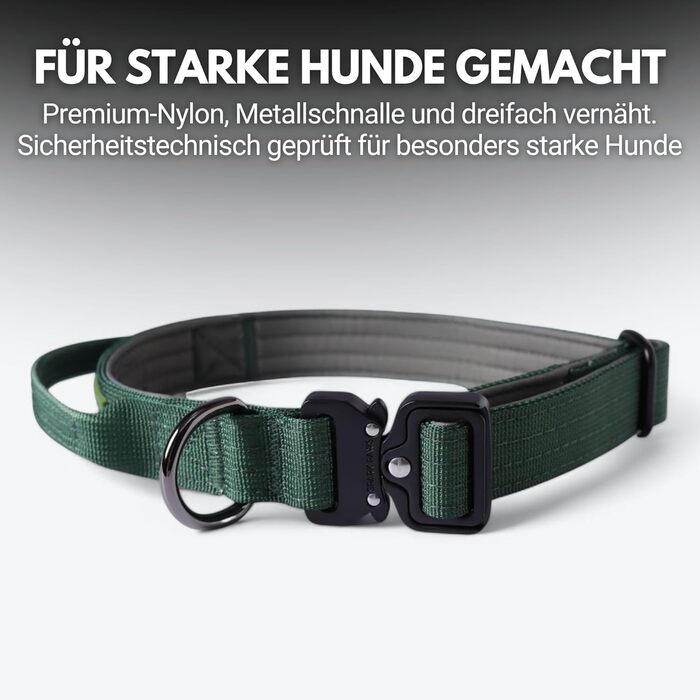 Тактичний нашийник для собак Spark Paws – міцний, преміум-якість, товстий та довговічний для великих та середніх собак – Army Green, XS: 9-18 кг [2.5 см]