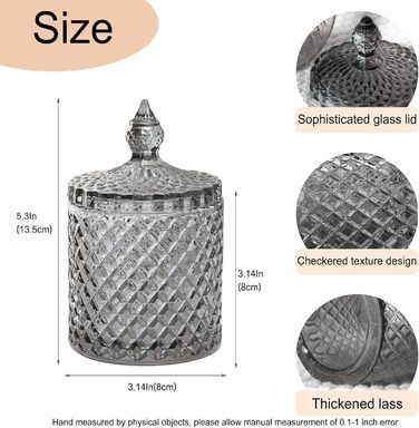 Контейнер для ватних паличок та дисків 2 шт. Прозорий скляний органайзер для ванної кімнати та туалетного столика. Підходить для ватних паличок, дисків, солі для ванни.