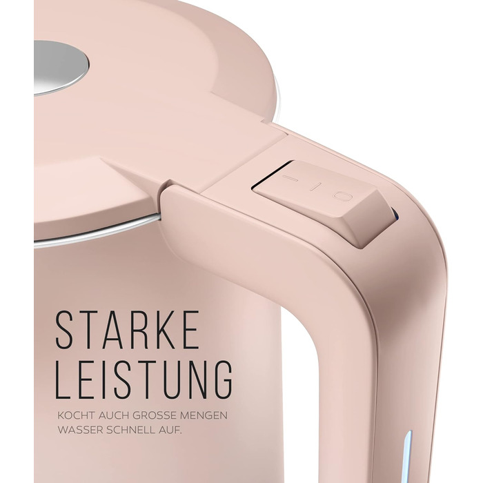 Balter Stainless Steel Kettle WK-4, 1.7 Liter, Electric Kettle, Double-Walled Design, BPA Free, LED, Compact Tea Kettle, Quiet (Black) (Pink)
