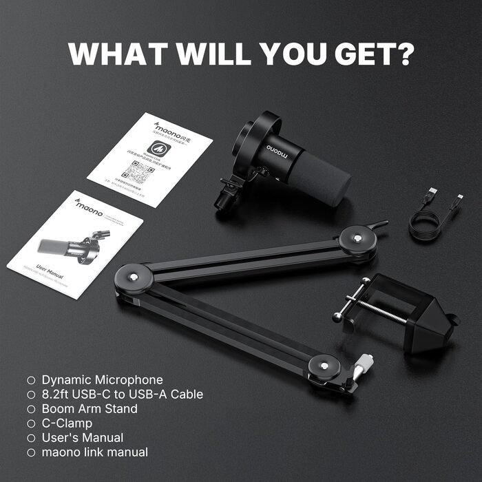 Мікрофон MAONO PD300XS для подкастів, стрімінгу та студійної звукозапису: динамічний XLR/USB мікрофон з шумозаглушенням, 192kHz-24Bit Hi-Fi