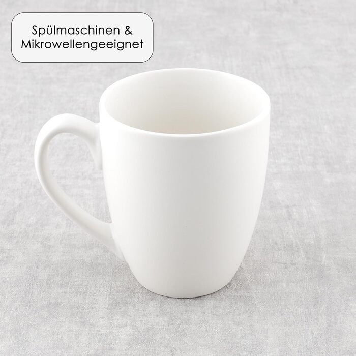 Hansekitchen Coffee Mug Set Large – Coffee Cups made of high-quality and sturdy ceramic, large handles, large mugs (White, Set of 6)