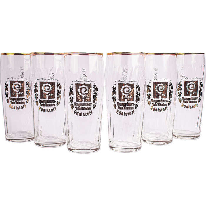Augustiner Brewery Munich 6-Piece Set Edelstoff Diamond Glass Beer Glasses 0.5 Liter