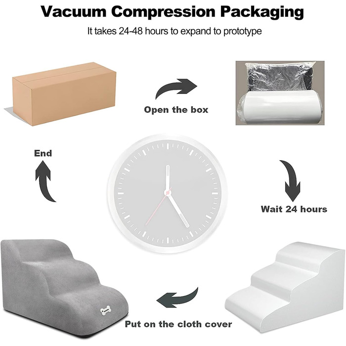 Сходинки для тварин Galatée: 3-ступеневі сходи з щільного пінополіуретану, знімний чохол на блискавці, для собак та інших домашніх тварин (Світло-коричневий)