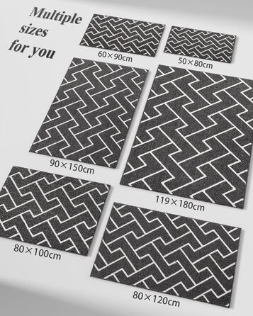 Килимок для дому Black 50 x 80 см, вологостійкий, антиковзаючий. Підходить для входу, коридору, саду, дому та тварин. Прямокутна форма, чорний колір