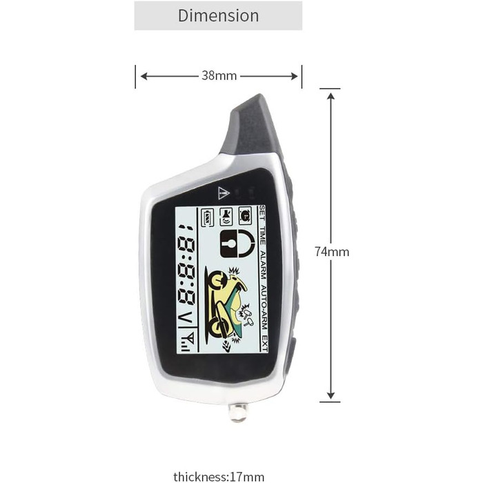 Двостороння сигналізація для мотоцикла EASYGUARD EM212 з LCD-пейджером, акумуляторним брелоком, ударним і мікрохвильовим датчиками, 12V