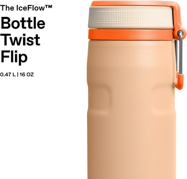 Термос-пляшка STANLEY 1913 IceFlow Bottle Twist Flip 0.47L, герметична пляшка для води з трубочкою, Orange Sherbet