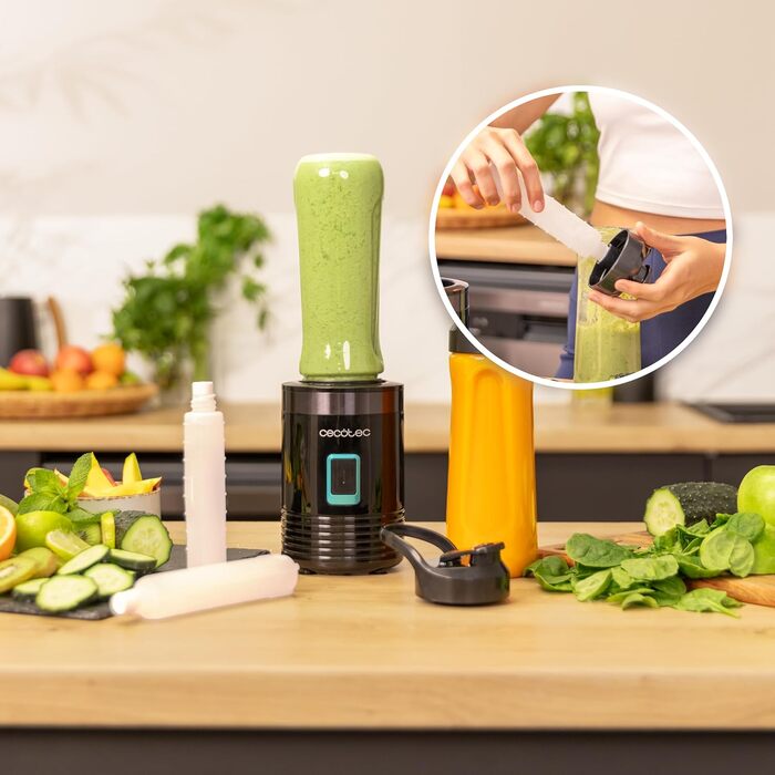 Cecotec EasyGo Portable Blender - 350W Ice Crushing Power Titanium | 2 Bottles & Accessories