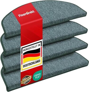 Килимок на сходинки Floordirekt 15 шт. (65x23 см, напівкруглий, зелений) для внутрішніх сходів, самоклеючий, захист сходів